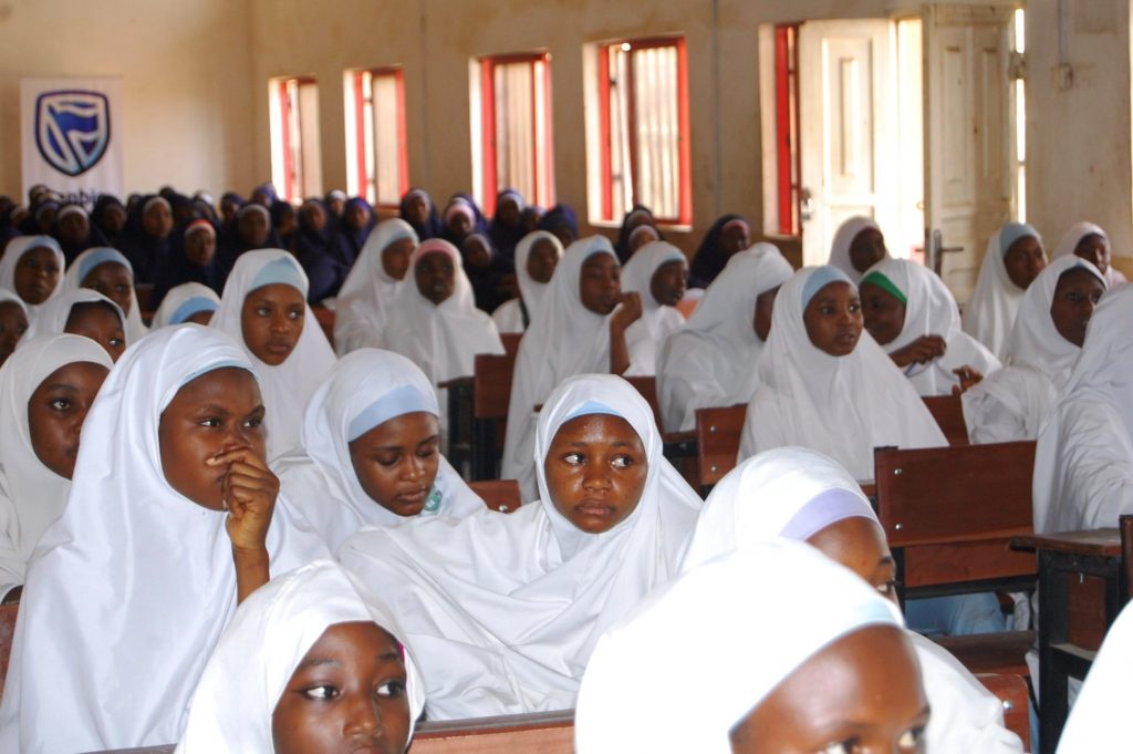 Cross section of students of Government Girls Secondary School, Maimuna Gwarzo, Tudun Wada, Kaduna State during an event organised by Stanbic IBTC to mark the 2016 Financial Literacy Day at GGSS Kaduna on Thursday, 17 March, 2016.